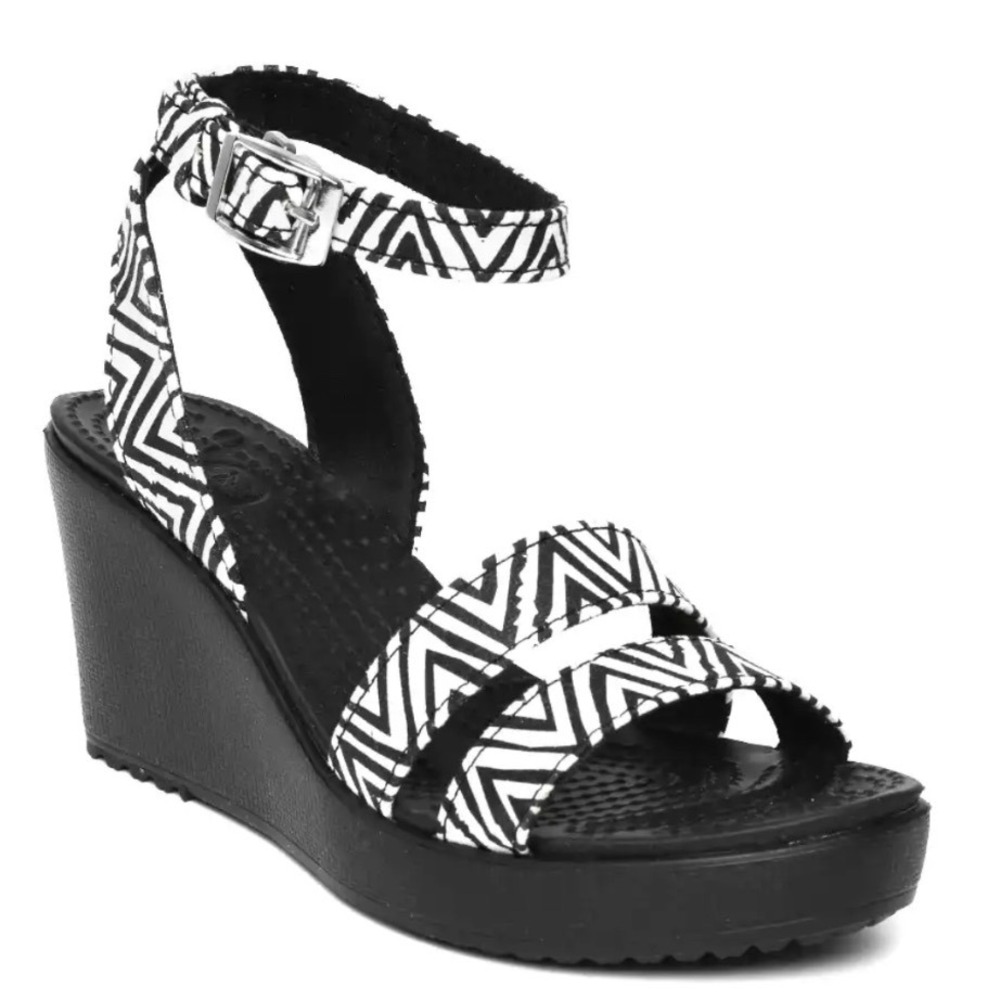 Crocs Leigh Zebra Graphic Wedge Sandals Women's Size 6
